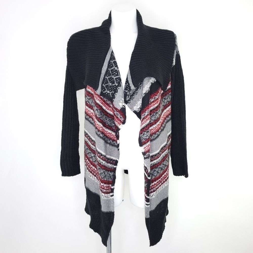Dex printed cardigan sweater black sz Medium